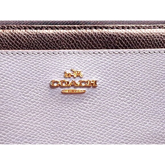 COACH Color Block Zip-Around Wallet Outside and Inside Pocket Sky Blue and Navy - Picture 2 of 10